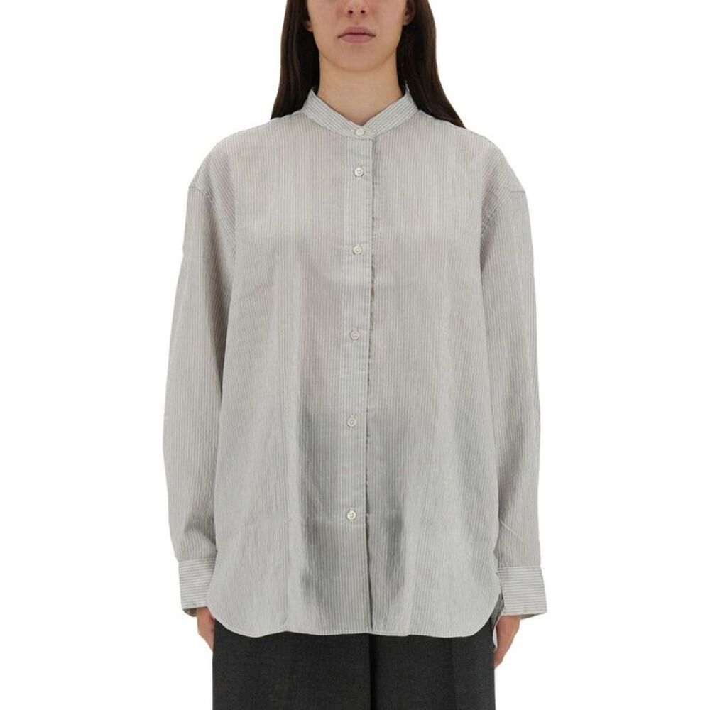 STUDIO NICHOLSON Women's Band Collar Button-Up Shirt Women WHITE Shirts